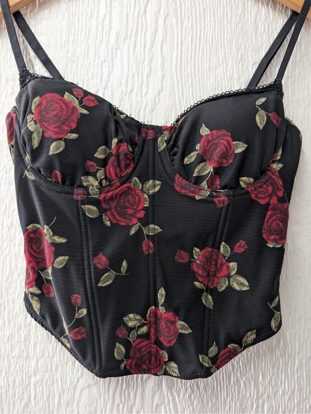 Garage Floral Roses Bustier Cami Corset Y2K Whimsigoth Dark Romance Punk Size XS - Picture 3 of 8